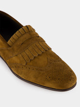 Manolo Blahnik Brown Suede Kiltie Loafers