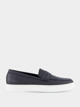 Manolo Blahnik Ellis Navy Calf Leather Slip-On Loafers