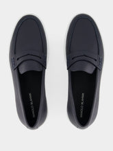 Manolo Blahnik Ellis Navy Calf Leather Slip-On Loafers