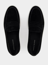 Manolo Blahnik Black Suede Slip-On Loafers