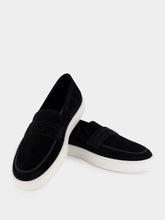 Manolo Blahnik Black Suede Slip-On Loafers