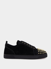 Christian Louboutin Black and Light Gold Louis Junior Spikes Sneakers
