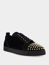 Christian Louboutin Black and Light Gold Louis Junior Spikes Sneakers