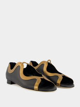 Manolo Blahnik Chilki Black and Bronze Leather Sandals