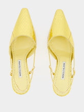 Manolo Blahnik Touki Gold Elaphe Leather Slingback Pumps