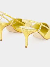 Manolo Blahnik Touki Gold Elaphe Leather Slingback Pumps