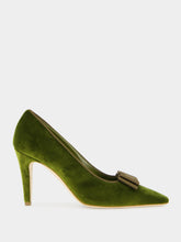 Manolo Blahnik Readorhi Dark Green Velvet Bow Pumps