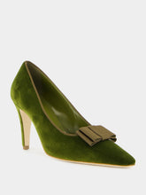 Manolo Blahnik Readorhi Dark Green Velvet Bow Pumps
