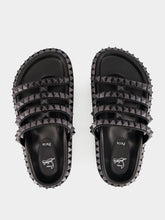 Christian Louboutin Pyra Hallulila Black Waxed Calf Leather Rope Mules