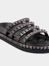 Christian Louboutin Pyra Hallulila Black Waxed Calf Leather Rope Mules