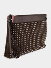 Christian Louboutin Funky Cafe Brown Leather Spike Pouch