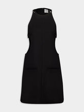 Courrèges Black Buckled A-Line Wool Mini Dres
