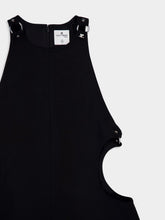 Courrèges Black Buckled A-Line Wool Mini Dres