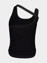 Courrèges Black Asymmetrical Buckle Tank Top