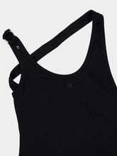 Courrèges Black Asymmetrical Buckle Tank Top
