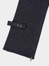 Courrèges Black Zipped Wool Hooded Scarf