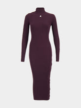 Courrèges Burgundy Maxi Ribbed Snap Dress