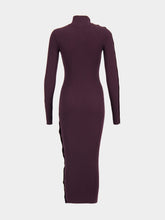 Courrèges Burgundy Maxi Ribbed Snap Dress