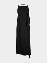Courrèges Black Draped Satin Backless Midi Dress