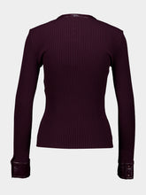 Courrèges Burgundy Rib Knit Vinyl Cardigan