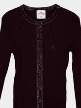 Courrèges Burgundy Rib Knit Vinyl Cardigan