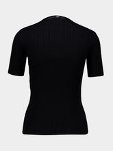 Courrèges Black Rib Knit Polo Top