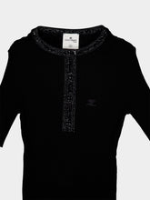 Courrèges Black Rib Knit Polo Top