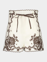 Zimmermann Ivory Chocolate Ascension Embroidered Shorts