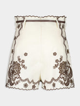Zimmermann Ivory Chocolate Ascension Embroidered Shorts