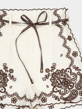 Zimmermann Ivory Chocolate Ascension Embroidered Shorts