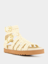 Zimmermann Goldie Gladiator Flat Sandals in Powder