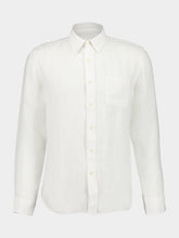 120% Lino White Long-Sleeve Regular Fit Linen Shirt