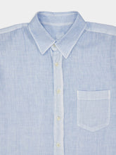 120% Lino Sea Soft Blue Linen Shirt with Pocket