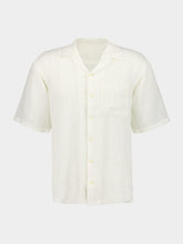 120% Lino White Short-Sleeve Relaxed Fit Linen Shirt
