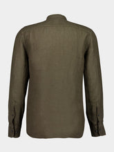 120% Lino Military Green Slim-Fit Linen Shirt