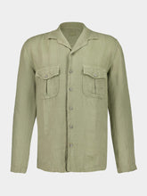 120% Lino Cactus Green Linen Shirt with Pockets