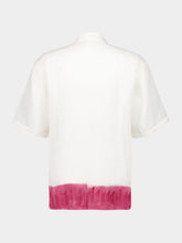 120% Lino White and Rosso Relaxed-Fit Linen Shirt