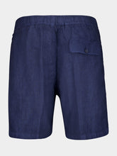 120% Lino Navy Blue Linen Bermuda Shorts
