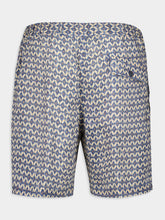 120% Lino Washed Blue Print Bermuda Linen Shorts