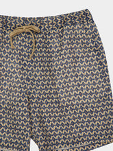 120% Lino Washed Blue Print Bermuda Linen Shorts