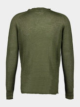 120% Lino Olive Soft Fade Linen Long Sleeve Sweater