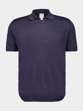 120% Lino Navy Blue Short-Sleeve Knit Jumper
