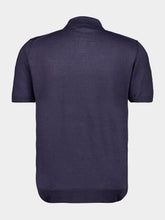 120% Lino Navy Blue Short-Sleeve Knit Jumper