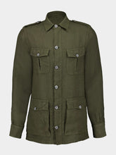 120% Lino Military Green Linen Jacket with Pockets