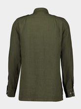 120% Lino Military Green Linen Jacket with Pockets