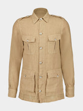 120% Lino Almond Linen Jacket with Pockets