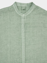 120% Lino Pistache Soft Fade Cropped Short Sleeve Shirt