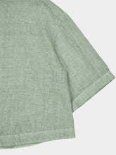 120% Lino Pistache Soft Fade Cropped Short Sleeve Shirt