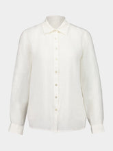120% Lino White Linen Long Sleeve Button-Up Shirt