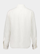 120% Lino White Linen Long Sleeve Button-Up Shirt